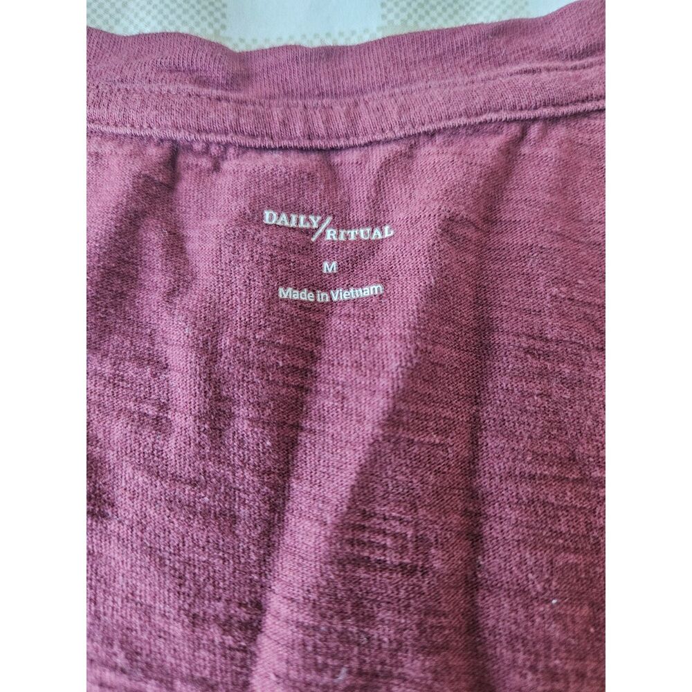 Daily Ritual Burgundy Tee Shirt Dress Cotton V-Neck Short Sleeve Size M - Picture 6 of 6